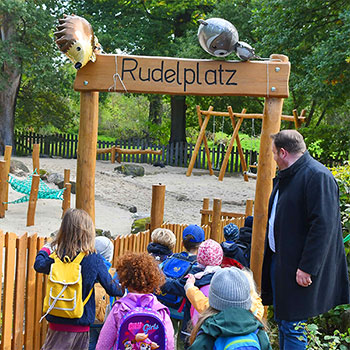 Der Eingangsbereich zum Spielplatz Rudelplatz